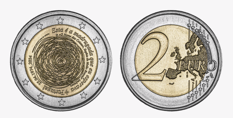 Moeda comemorativa “50 anos do 25 de Abril” entra hoje em circulação